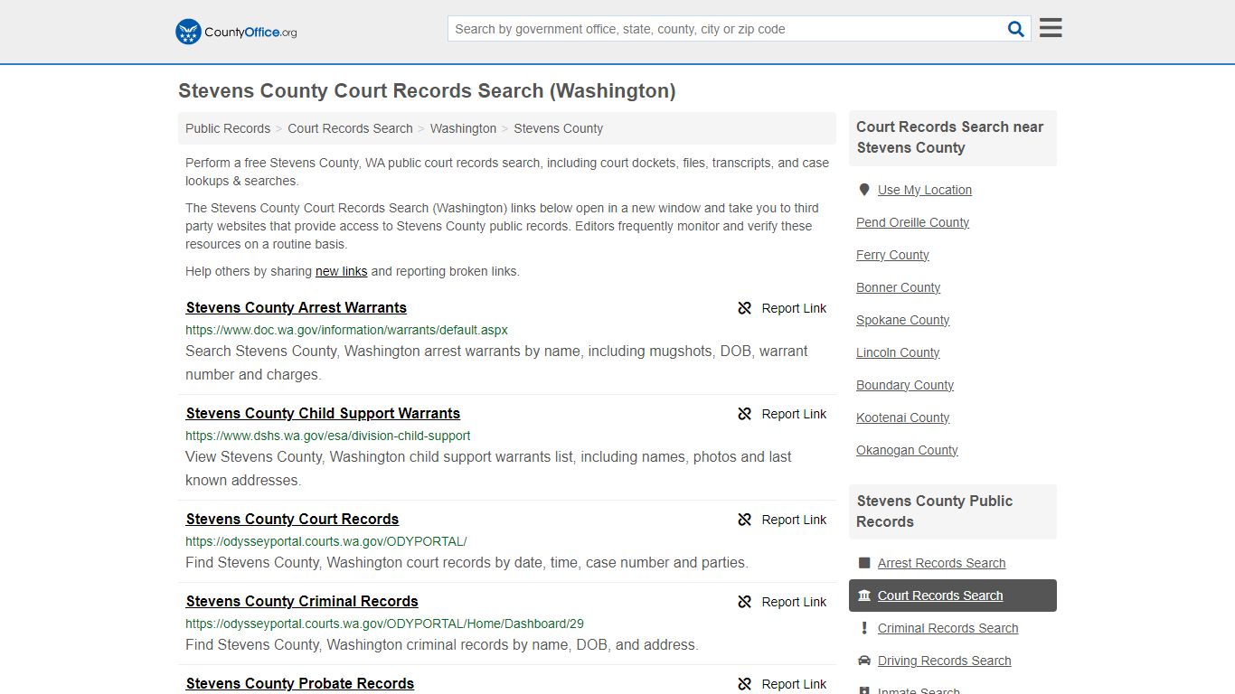 Stevens County Court Records Search (Washington) - County Office